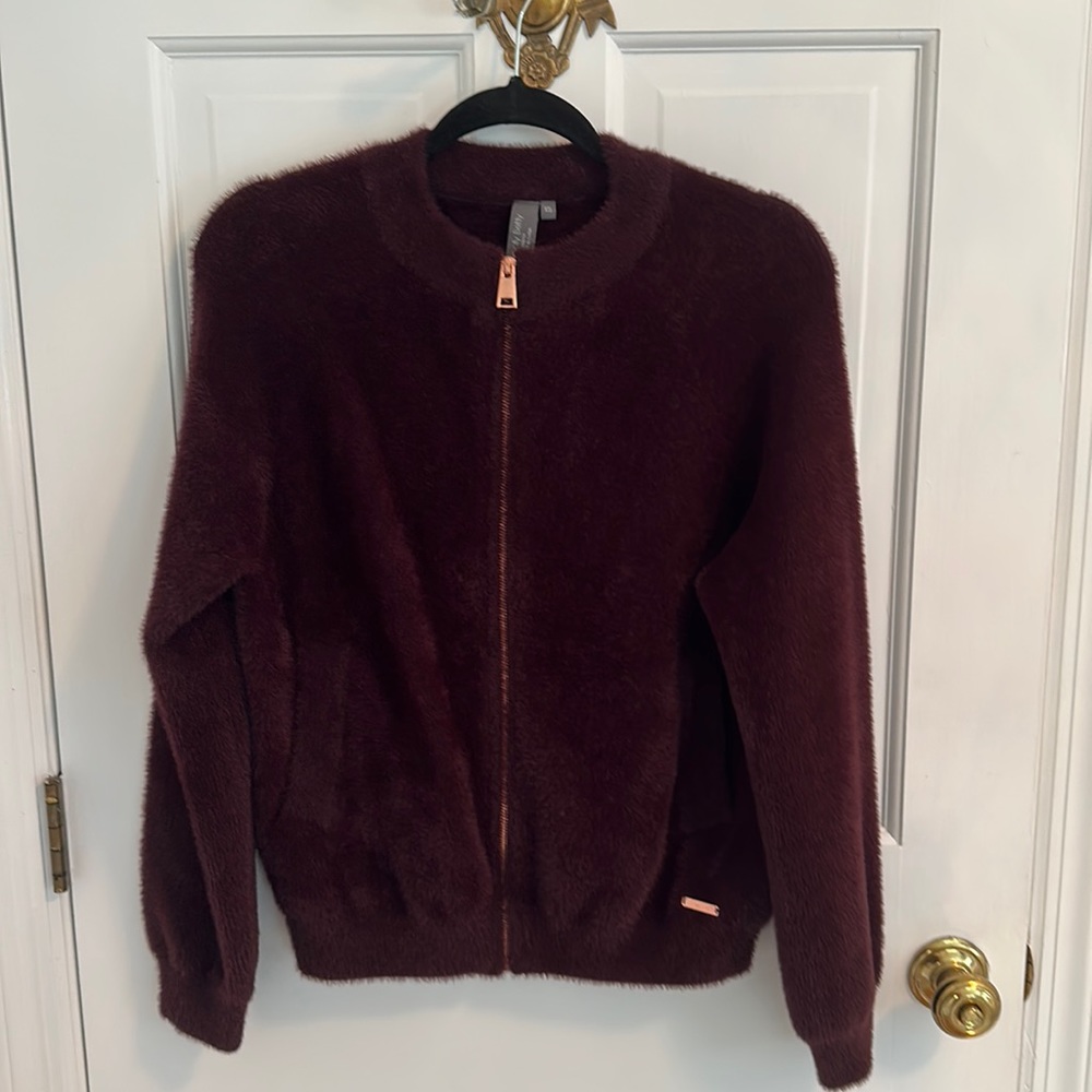 Sweaty Betty faux fur bomber jacket